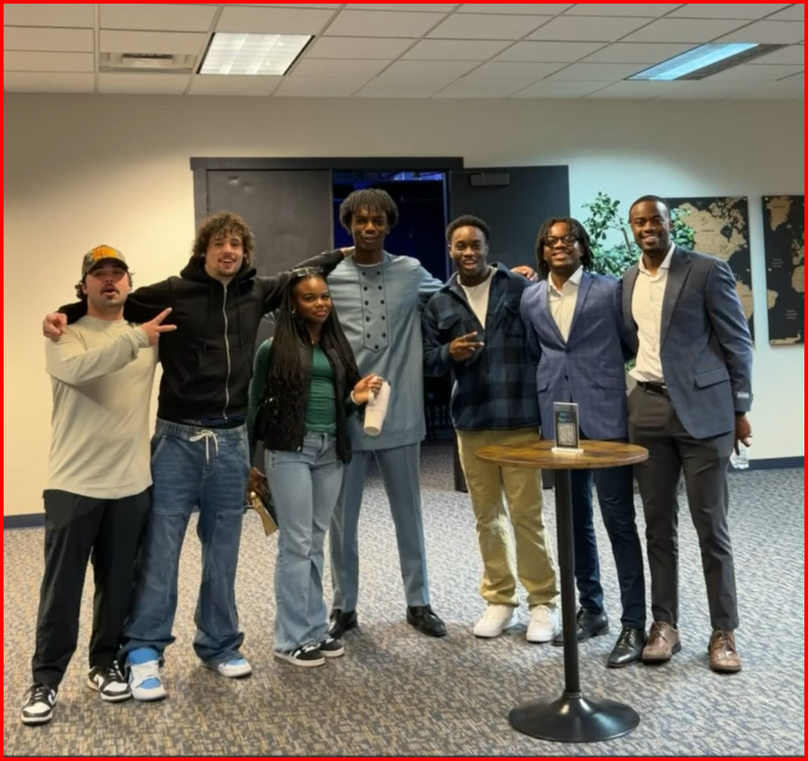 Young adults posing together at Bethesda.